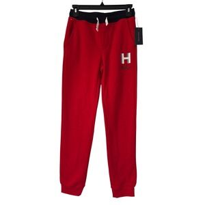 Tommy Hilfiger Joggers Fleece Logo Boys M 12/14 Red NWT $44